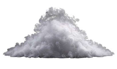 Naklejka premium Large, dense, white cloud of smoke or vapor rises dramatically against a clean white background