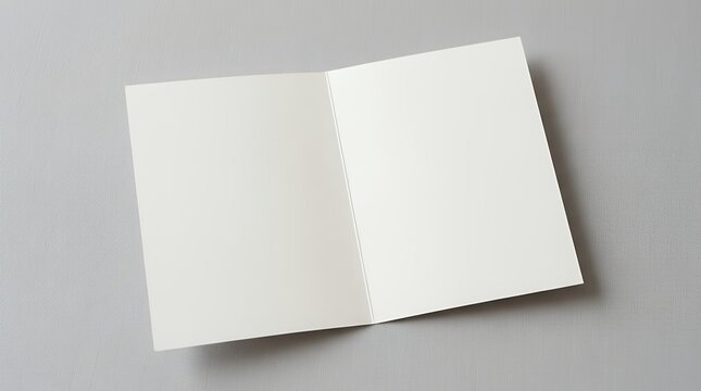 Pristine Empty Bifold Greeting Sheet Displayed Openly Against a Monochromatic Neutral Canvas to Present Custom Stationery Artworks  blank mockup postcard template invitation card menu layout