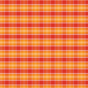 Classic red orange check plaid seamless pattern for fabric