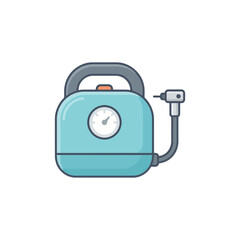 Fototapeta premium Cartoon air compressor icon with gauge and hose.
