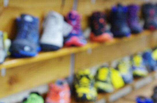 Shoes store interior blur abstract background