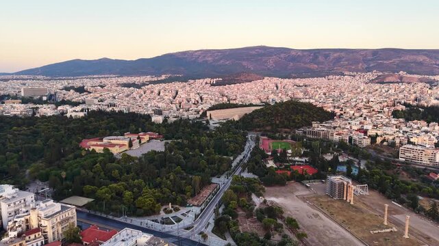 Flying over Athens, Greece and few archaeological sites