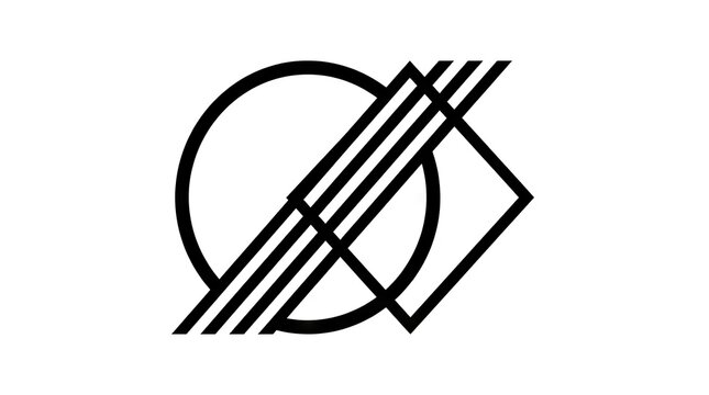 Minimalist abstract geometric logo with circle and lines.