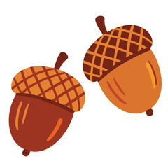 Autumn oak acorns pair fall thanksgiving harvest seasonal nature vector illustration © Lily Angel Studio