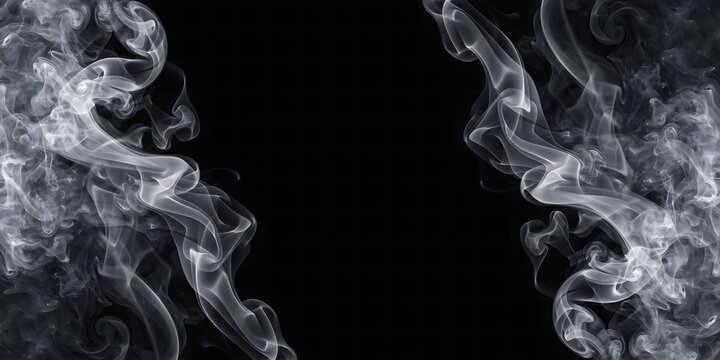 Abstract smoke patterns on dark black background.