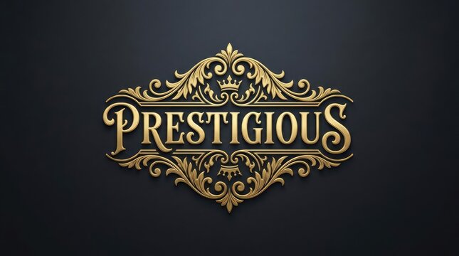 Ornate gold prestigious emblem