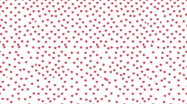 Minimalist red heart pattern on white background, romantic scattered hearts texture, elegant love confetti wallpaper for wedding and Valentine's Day