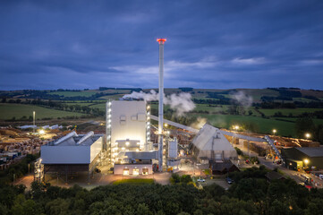 Steven's Croft biomass power station near Lockerbie in southern Scotland, using locally sourced wood and forestry material to generate renewable electricity close to the M74 © Chris Chambers