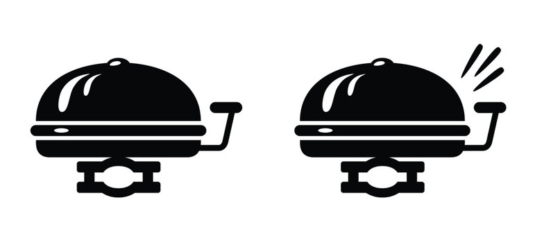 Cartoon silhouette bicycle bell. Bike bell icon. A bicycle bell is a small mechanical instrument on the handlebars that allows a cyclist to give a clear, friendly signal. Tring, ting or ding sound,