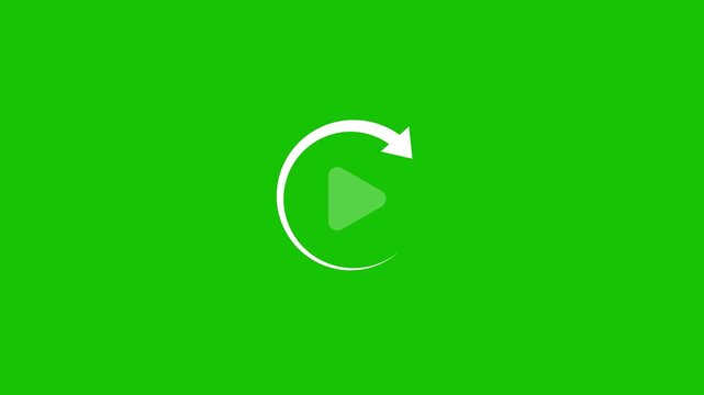 Animated video player play and pause icon with rotating loading arrow loop for modern control.Clicking play and stop button on computer screen animation. Animation play button animation.