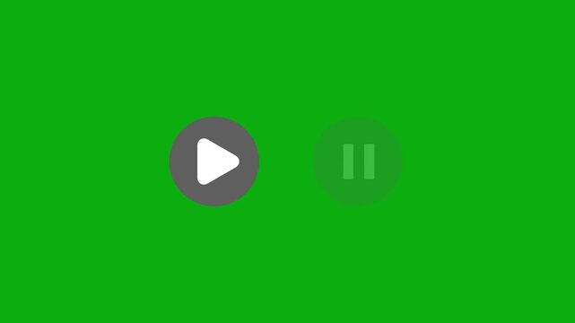 Pause icon animation, media player control pause button circle animation, pause symbol motion graphic audio video control, play icon.Video player play pause toggle animation.