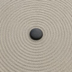 Naklejka premium Raked concentric circles in a pale gravel garden from above