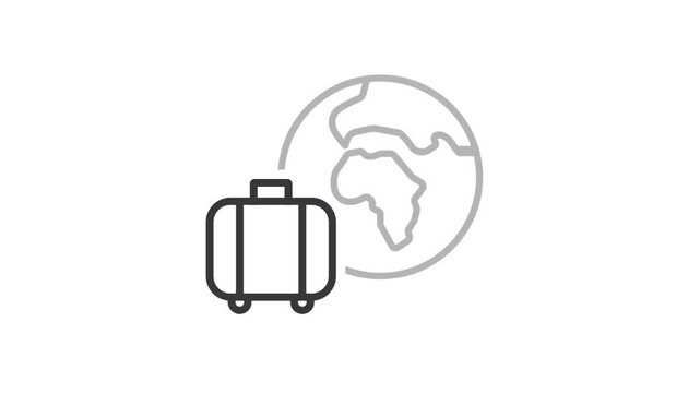 Tourism plane trip planning world tour with travel bag on holiday summer concept.