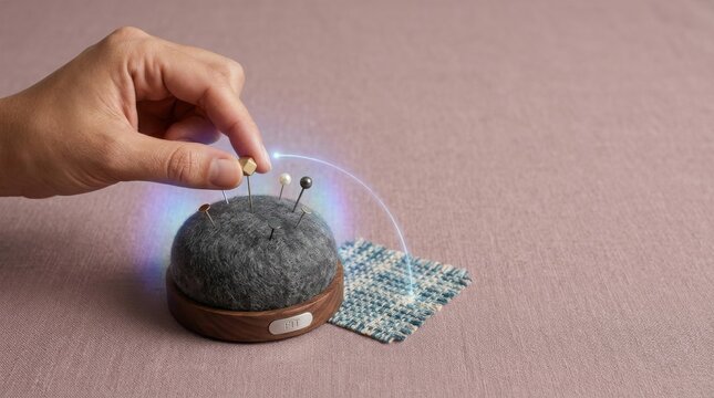 Hand selecting pin from cushion to adapt ai personalization through precise choices for individual user experience