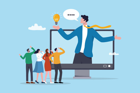 Online training, e-learning or digital remote education course, learn new skill, meeting or briefing, study online classroom, instruction content, business people learning online training course.