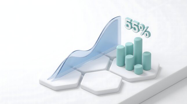Isometric 3d data chart showing business analytics and growth