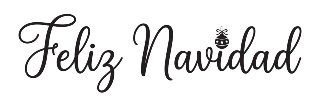 Feliz navidad script lettering with a christmas ornament