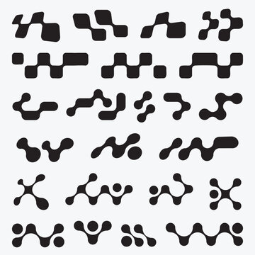 Futuristic Abstract Modular Blob Shapes Vector Set with Y2K Organic Elements