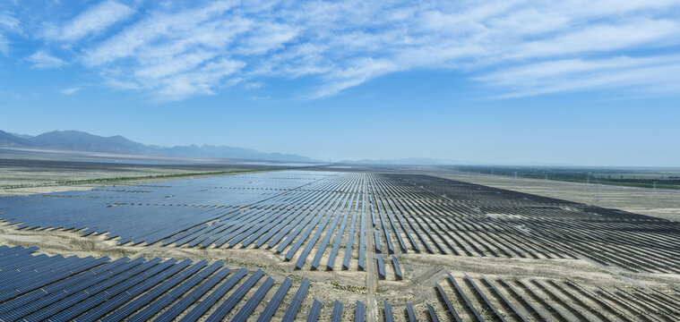 Expansive Solar Photovoltaic Farm in Gobi Desert