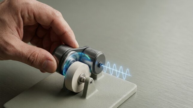 Person adjusting blue light on device to visualize local energy generation producing useful electricity where resources are available
