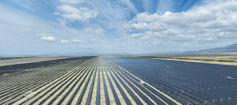 Vast Solar Photovoltaic Power Station in Gobi Desert, Delingha, Qinghai