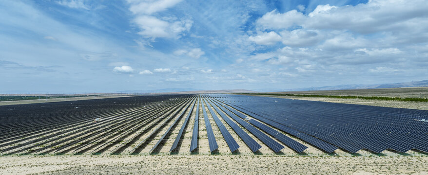 Expansive Solar Photovoltaic Farm in Gobi Desert