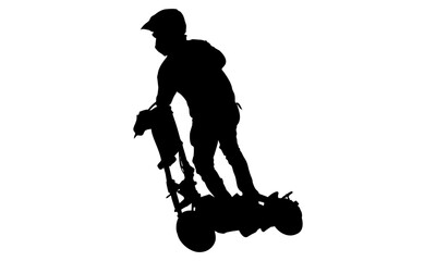 Naklejka premium silhouette of a man ridding scooter engine