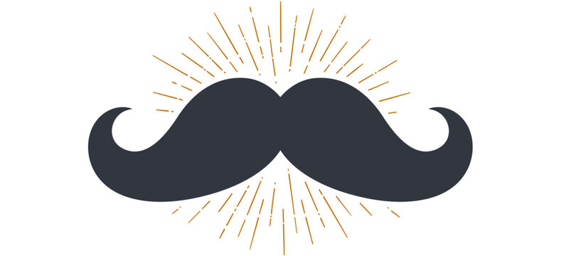 Black mustache. Classic mustache sign art, retro mustache sign mark, vintage mustache sign badge, barber gentleman hipster graphic design element sticker artwork set. Vector Illustration