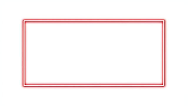 Glowing red rectangular neon frame border on white background