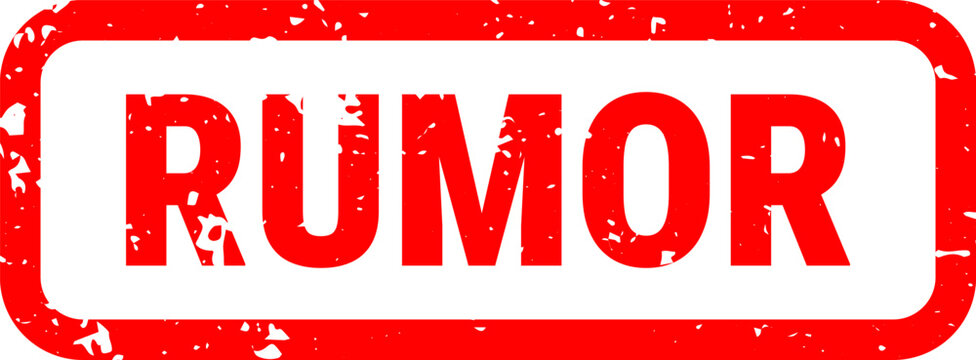 Rumor red grunge rubber stamp vector illustration, distressed badge isolated on transparent background