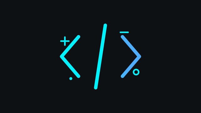 Code Brackets Icon Animation Programming Symbols Cyan