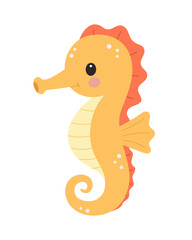 Cute seahorse flat vector illustration. Adorable marine animal character for kids design, nursery decor, educational materials, stickers, baby products and ocean themed prints. © TatiaPro