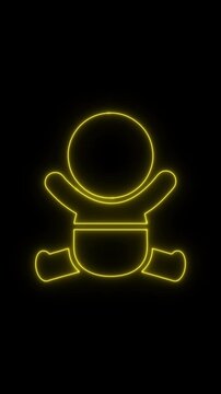 Baby care , toddler or infant care flat neon icon 4K video animation	