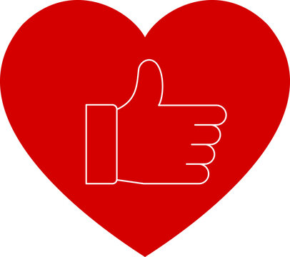 Red Heart with Thumbs Up Approval Symbol