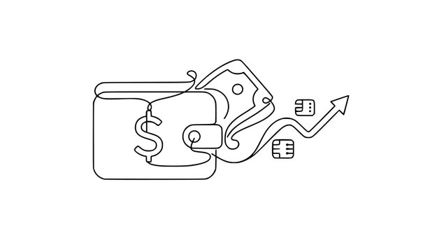 Digital Wallet & Cash Budget &ndash; Single Ribbon Outline Icon