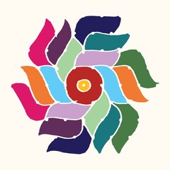 Editable hand drawing of traditional rangoli design element illustrations. © 2M Stocks