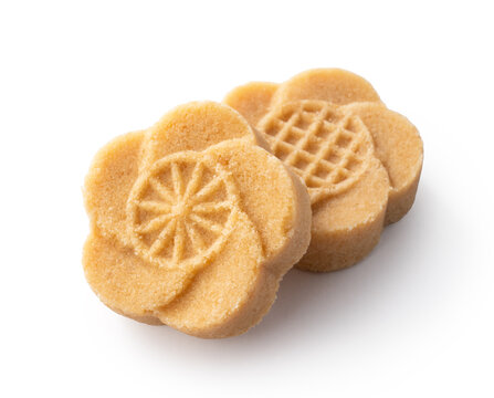 Traditional Chinese peanut mung bean cake isolated on white background with clipping path