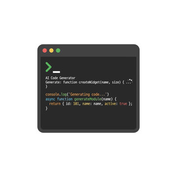 Illustration of a computer screen displaying code for an AI code generator.