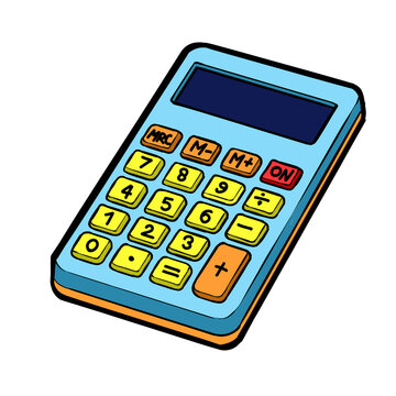 Cute cartoon blue electronic calculator illustration isolated on transparent background