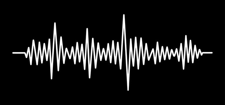 Monochrome soundwave design featuring smooth lines and minimalist composition for audio technology and music marketing.
