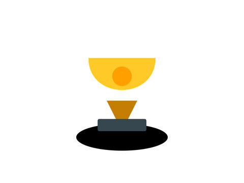 Minimalist geometric illustration of a golden trophy on a grey base