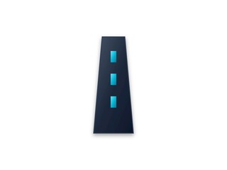 Minimalist icon of a straight road with blue dashed lane markings isolated © Canytiza