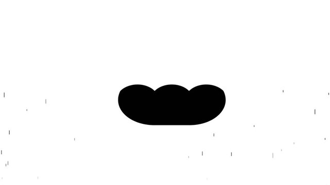 Minimalist black three-lobed abstract shape on a white textured background.
