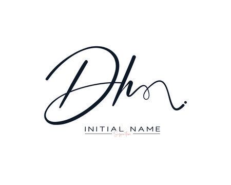 D H DH initial letter handwriting signature logo design