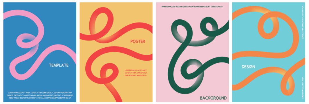 Fluid Geometric Gradient Poster Vector Bundle. Collection of Contemporary Wavy Line Art Templates for Banners, Flyers, Social Media, and Music Promotions