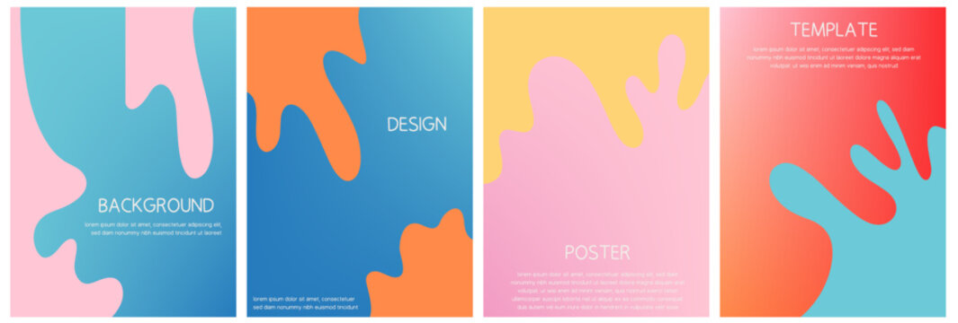 Abstract Gradient Poster Background. Vector Set of Modern Colorful Wavy Shapes with Optical Illusion Design for Social Media, Banners, Covers, and Wallpapers