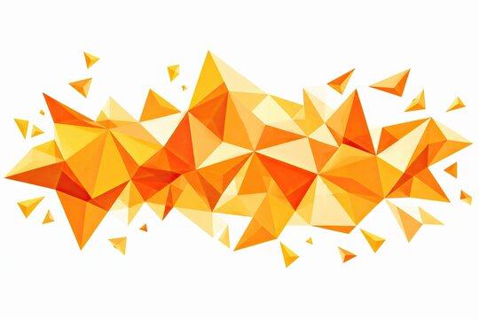 Abstract orange geometric shape with triangles isolated on white background