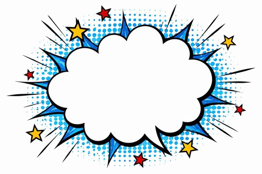 Comic book style explosion speech bubble with blue and yellow colors