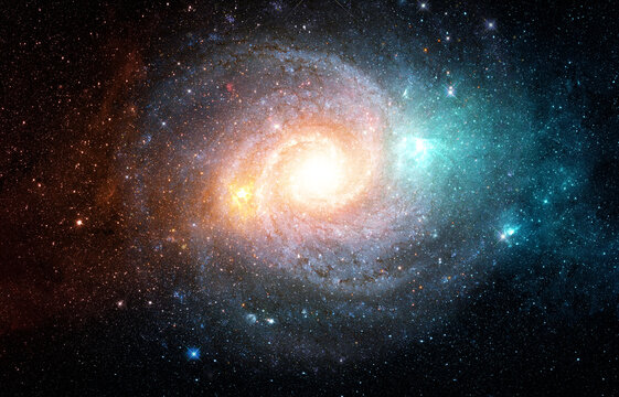 A view from space to a galaxy and stars. Universe filled with stars, nebula and galaxy,. Panoramic space background.. Elements of this image furnished by NASA.