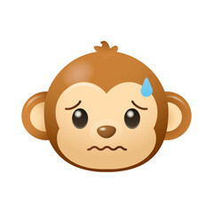 Obraz premium Monkey Nervous Emoji Cute Cartoon Animal Face